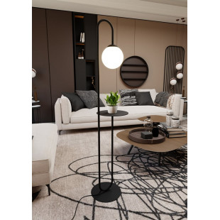 Lampa podłogowa szklana kula ze stolikiem Bari czarny / opal Emibig