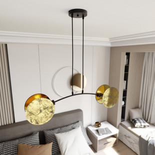 Lampa wisząca 2 punktowa z abażurami Motif 82 złota Emibig