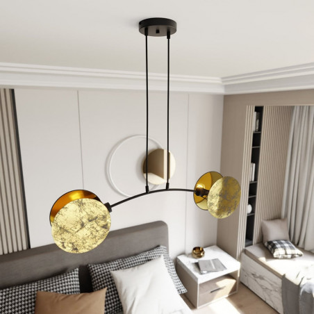 Lampa wisząca 2 punktowa z abażurami Motif 82 złota Emibig