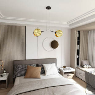 Lampa wisząca 2 punktowa z abażurami Motif 82 złota Emibig