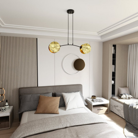 Lampa wisząca 2 punktowa z abażurami Motif 82 złota Emibig
