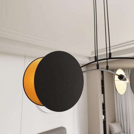 Lampa wisząca 4 punktowa z abażurami Motif 82 czarny / złoty Emibig