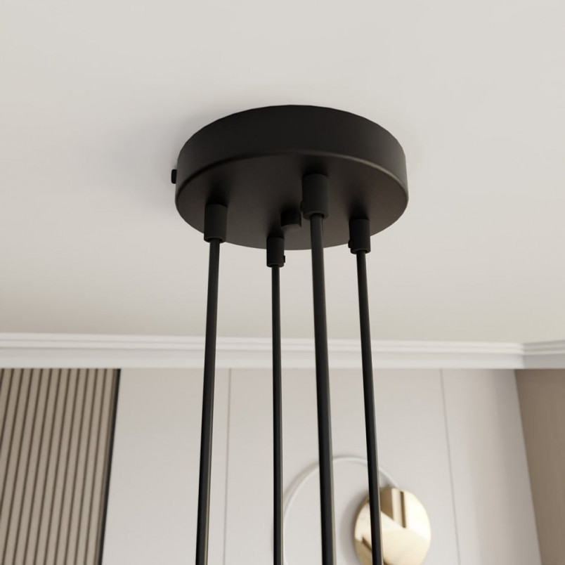 Lampa wisząca 4 punktowa z abażurami Motif 82 czarny / złoty Emibig