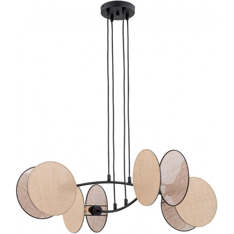 Lampa wisząca boho 4 punktowa Motif 82cm czarny / naturalny Emibig