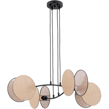 Lampa wisząca boho 4 punktowa Motif 82cm czarny / naturalny Emibig