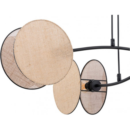 Lampa wisząca boho 4 punktowa Motif 82cm czarny / naturalny Emibig