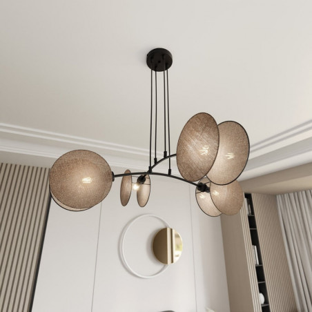 Lampa wisząca boho 4 punktowa Motif 82cm czarny / naturalny Emibig