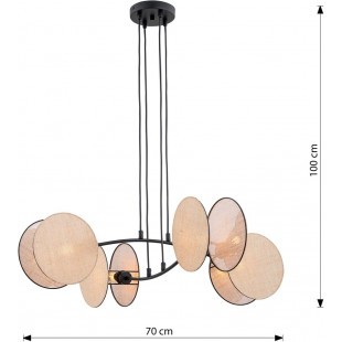 Lampa wisząca boho 4 punktowa Motif 82cm czarny / naturalny Emibig