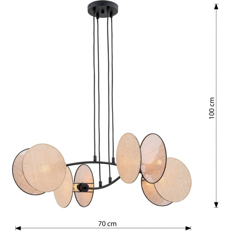 Lampa wisząca boho 4 punktowa Motif 82cm czarny / naturalny Emibig