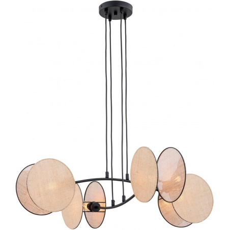 Lampa wisząca boho 4 punktowa Motif 82cm czarny / naturalny Emibig