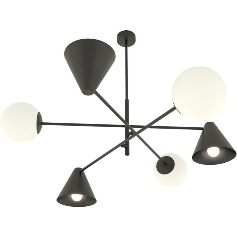 Lampa sufitowa szklana 6 punktowa Hermes 86cm biały / czarny Emibig
