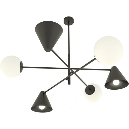 Lampa sufitowa szklana 6 punktowa Hermes 86cm biały / czarny Emibig