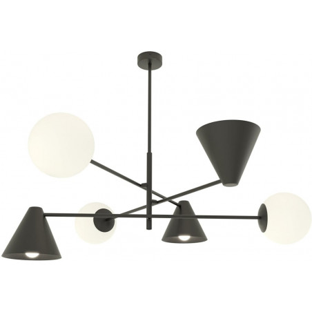 Lampa sufitowa szklana 6 punktowa Hermes 86cm biały / czarny Emibig