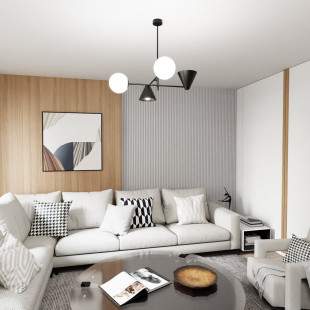 Lampa sufitowa szklana 6 punktowa Hermes 86cm biały / czarny Emibig