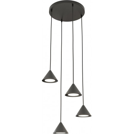 Lampa wisząca 4 stożki Elit 30cm czarna Emibig