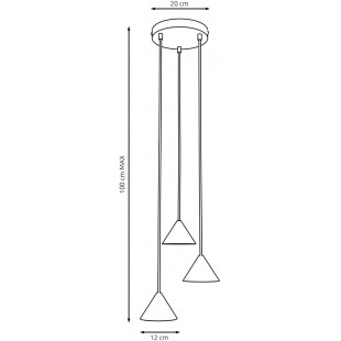 Lampa wisząca 3 stożki Elit 20cm czarna Emibig