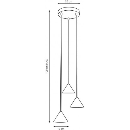 Lampa wisząca 3 stożki Elit 20cm czarna Emibig
