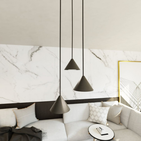 Lampa wisząca 3 stożki Elit 20cm czarna Emibig