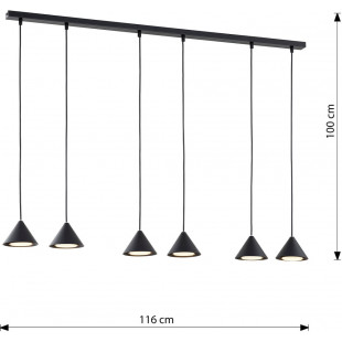 Lampa wisząca 6 punktowa na listwie Elit 116cm czarna Emibig
