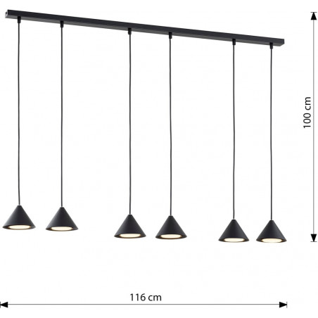 Lampa wisząca 6 punktowa na listwie Elit 116cm czarna Emibig