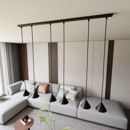 Lampa wisząca 6 punktowa na listwie Elit 116cm czarna Emibig