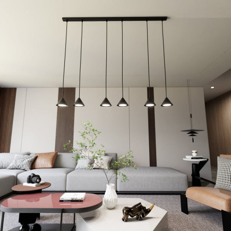 Lampa wisząca 6 punktowa na listwie Elit 116cm czarna Emibig