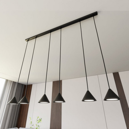 Lampa wisząca 6 punktowa na listwie Elit 116cm czarna Emibig