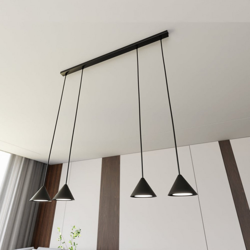 Lampa wisząca 4 punktowa na listwie Elit 90cm czarna Emibig
