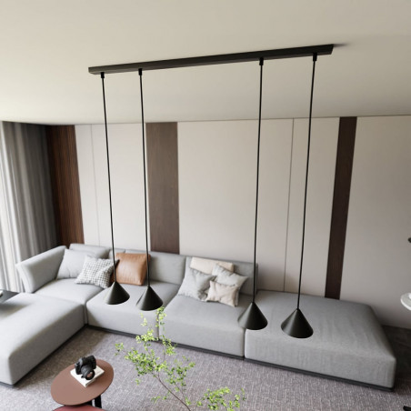 Lampa wisząca 4 punktowa na listwie Elit 90cm czarna Emibig