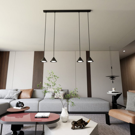 Lampa wisząca 4 punktowa na listwie Elit 90cm czarna Emibig