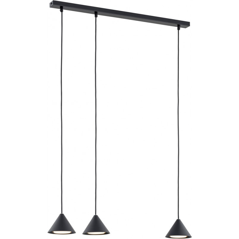Lampa wisząca potrójna na listwie Elit 70cm czarna Emibig