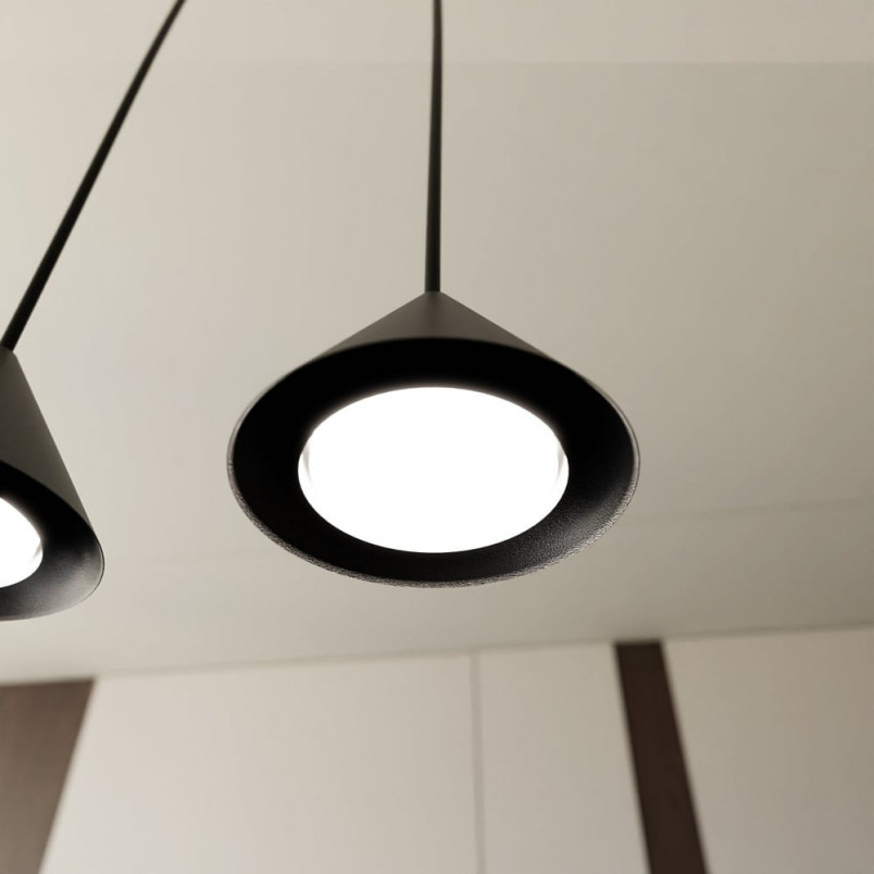 Lampa wisząca potrójna na listwie Elit 70cm czarna Emibig