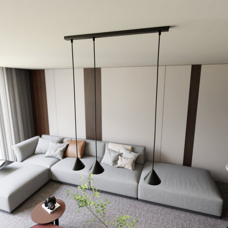 Lampa wisząca potrójna na listwie Elit 70cm czarna Emibig