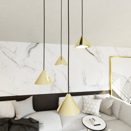 Lampa wisząca 4 stożki Elit 30cm złota Emibig