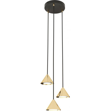 Lampa wisząca 3 stożki Elit 20cm złota Emibig