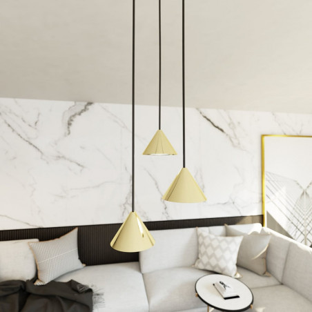 Lampa wisząca 3 stożki Elit 20cm złota Emibig