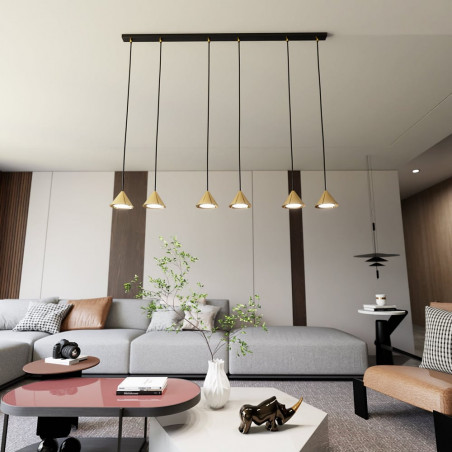 Lampa wisząca 6 punktowa na listwie Elit 116cm złota Emibig