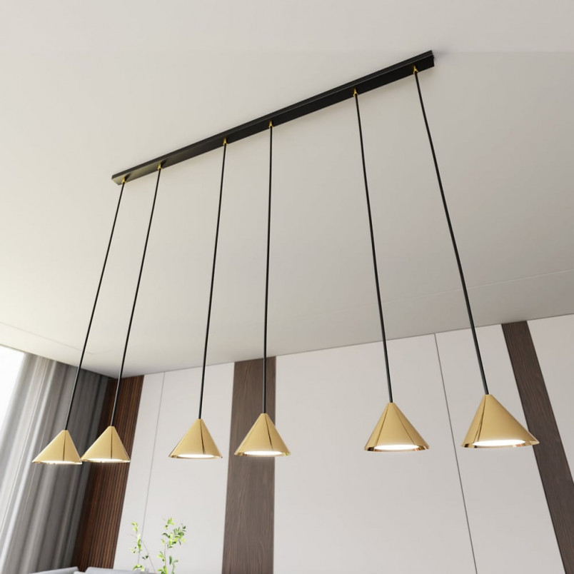 Lampa wisząca 6 punktowa na listwie Elit 116cm złota Emibig