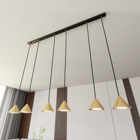 Lampa wisząca 6 punktowa na listwie Elit 116cm złota Emibig