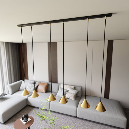 Lampa wisząca 6 punktowa na listwie Elit 116cm złota Emibig