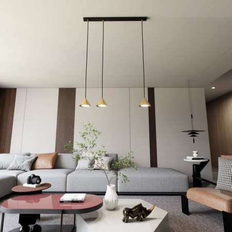 Lampa wisząca 6 punktowa na listwie Elit 116cm złota Emibig
