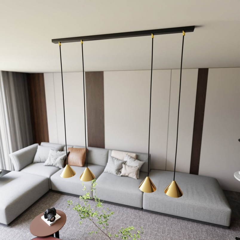 Lampa wisząca 6 punktowa na listwie Elit 116cm złota Emibig