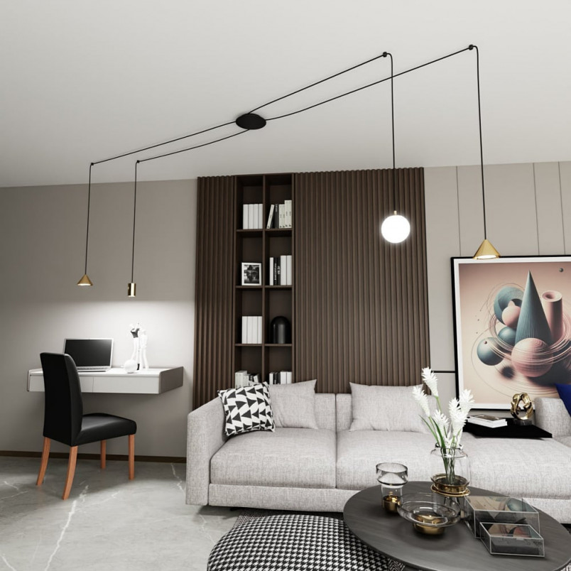 Lampa wisząca "pająk" 4 punktowa Fuji czarno-złota Emibig