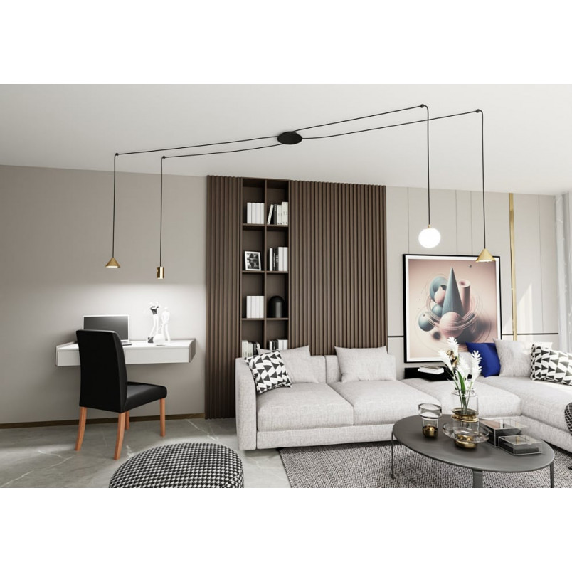 Lampa wisząca "pająk" 4 punktowa Fuji czarno-złota Emibig