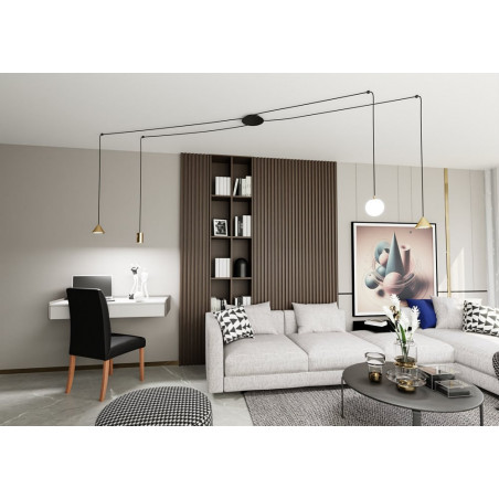 Lampa wisząca "pająk" 4 punktowa Fuji czarno-złota Emibig