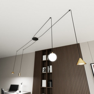 Lampa wisząca "pająk" 4 punktowa Fuji czarno-złota Emibig