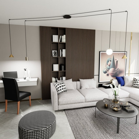 Lampa wisząca "pająk" 4 punktowa Fuji czarno-złota Emibig
