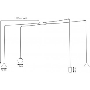 Lampa wisząca "pająk" 4 punktowa Fuji czarno-złota Emibig