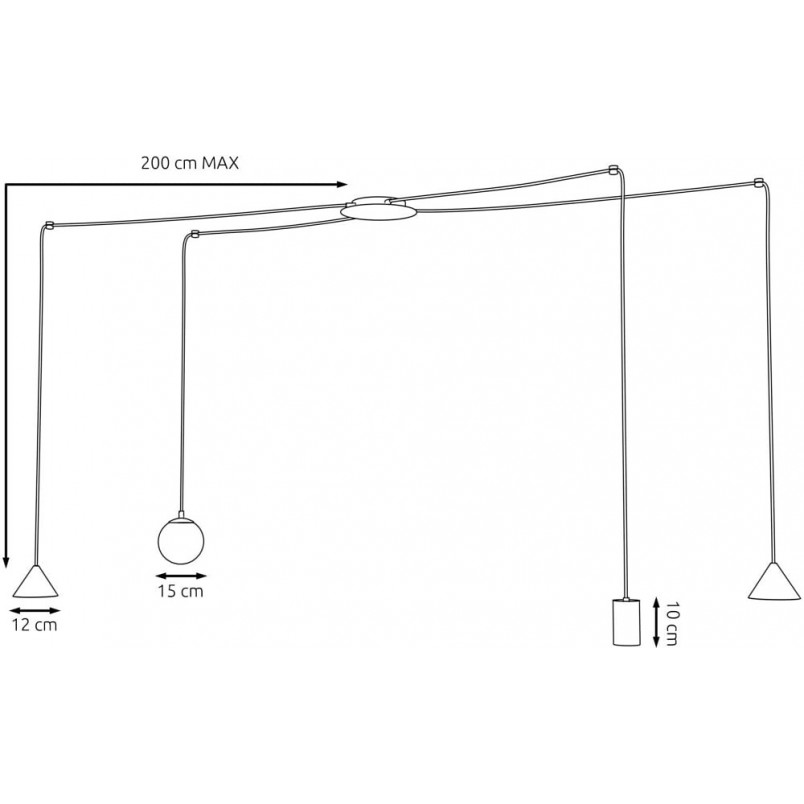 Lampa wisząca "pająk" 4 punktowa Fuji czarno-złota Emibig