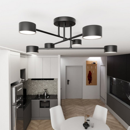 Lampa sufitowa 6 punktowa Halo VI 60cm czarna Emibig